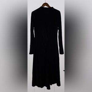 Nine Britton Black‎ Jersey Knit Maxi Dress L Long Sleeve Elegant Draped Chic